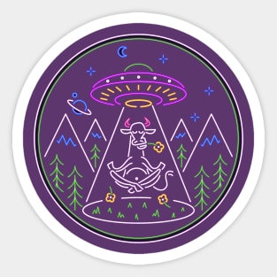 Cow ufo abduction Sticker